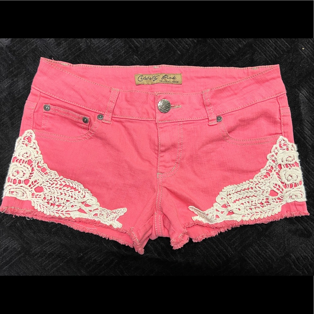 Celebrity Pink Original Denim Shorts with Crochet Design Size 5